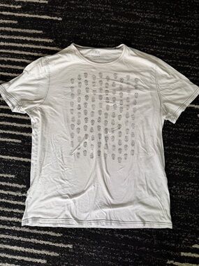 John Varvatos White Short Sleeve Skull Grid Tee